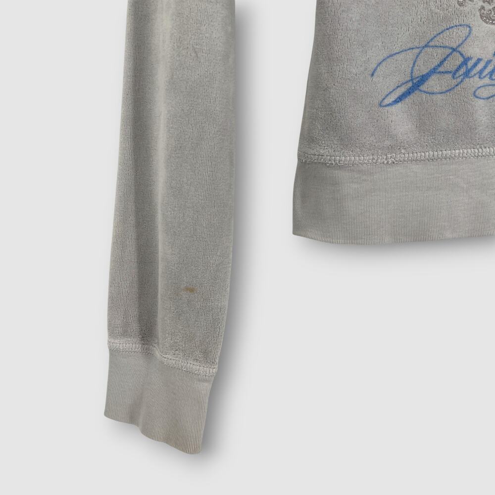 Y2k Juicy Couture Velour Zip-Up Hoodie with Crest Graphic Gray Size Small - Picture 3 of 6